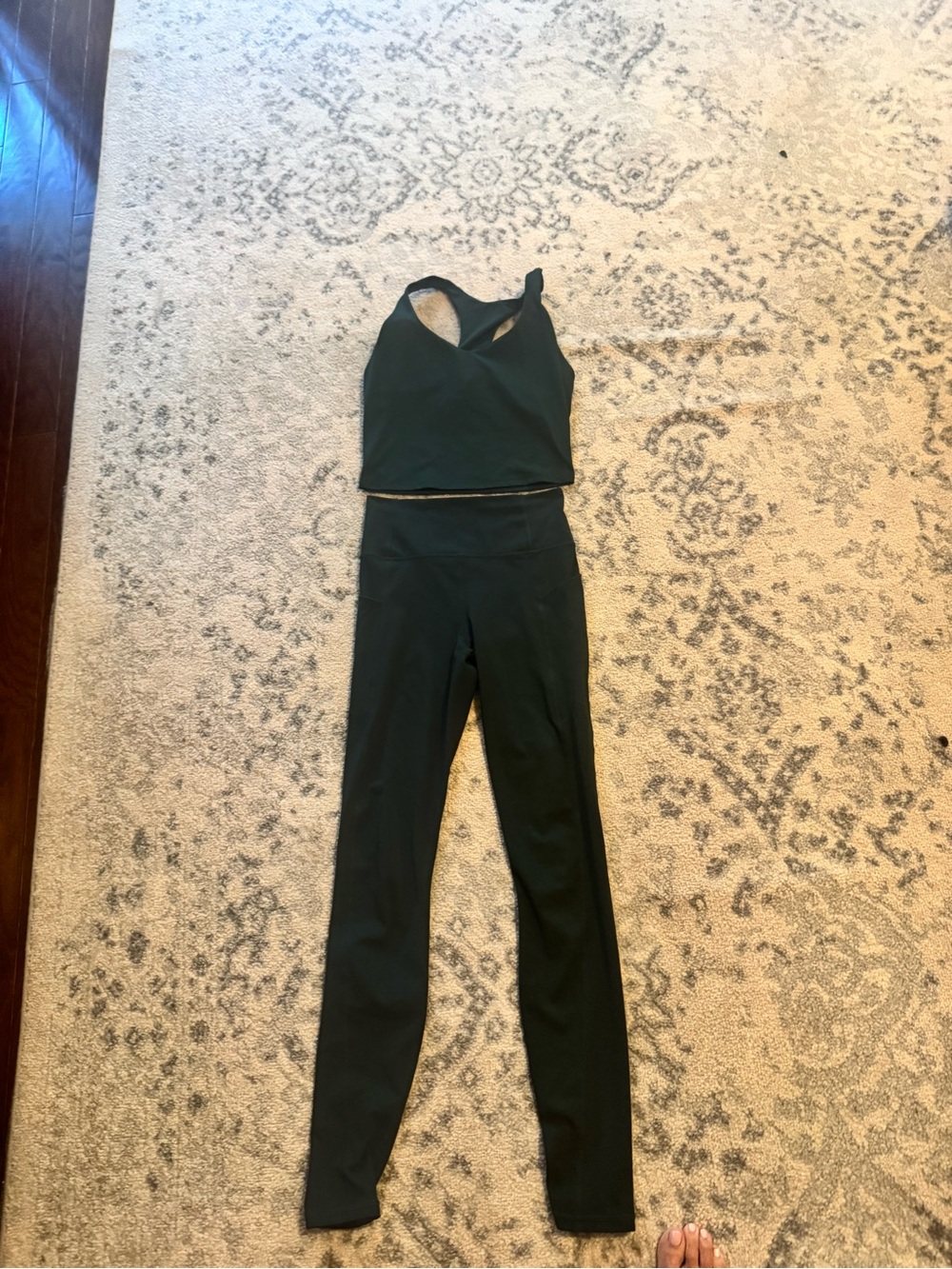 Fabletics Dark Green High-Waist Leggings with Cropped Racerback Tank size small
